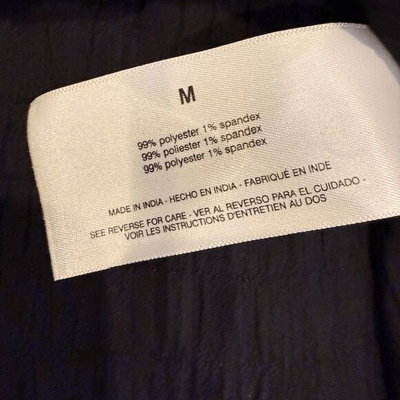 Sam Edelman Emmeline Smocking Trimmed Blouse Black Blouson Sleeves Size Medium - Picture 7 of 13